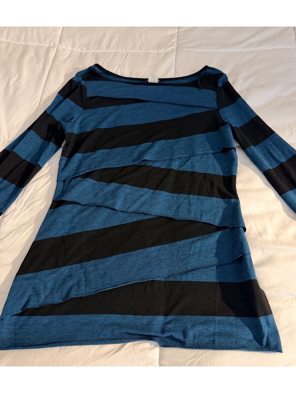 Venus Blue and Black Striped Long Sleeve Top Size Small